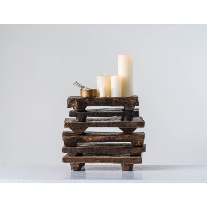 Reclaimed Rectangle Wood Pedestal - Low Riser